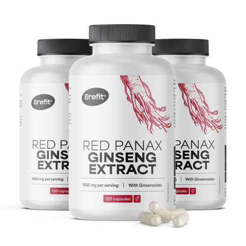 3x Výtažek červeného ženšenu 1500 mg, dohromady 360 kapslí