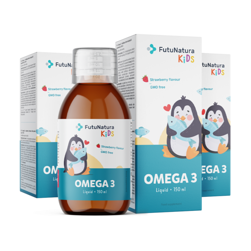 3x OMEGA 3 – Tekutý doplněk stravy pro děti, dohromady 450 ml