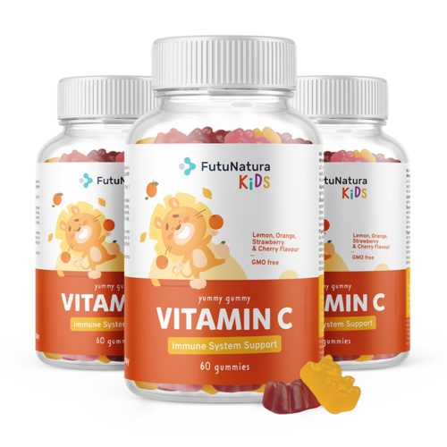 3x VITAMIN C – Gumové bonbony pro děti s vitamínem C, dohromady 180 gumových bonbonů