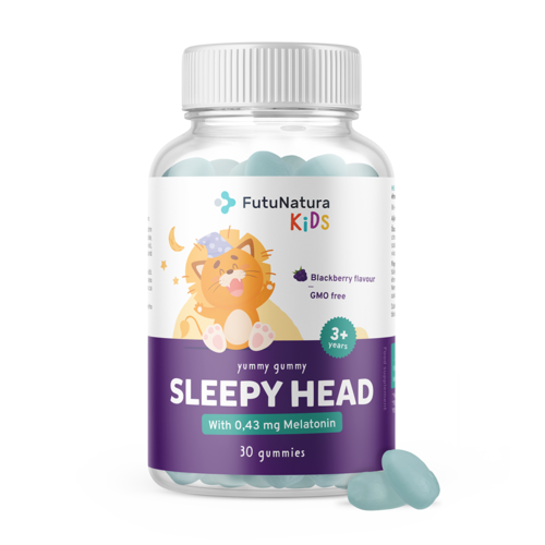 SLEEPY HEAD – Gumové bonbony pro děti na podporu spánku, 30 gumových bonbonů