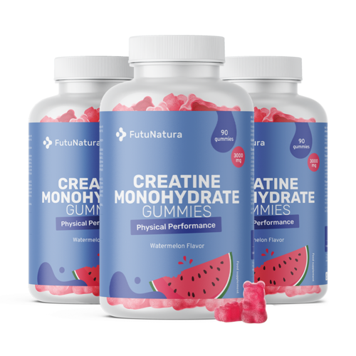 3x Kreatin monohydrát 3000 mg – meloun, dohromady 270 gumových bonbonů