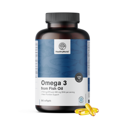 Omega-3 1000 mg – z rybího oleje, 365 měkkých kapslí