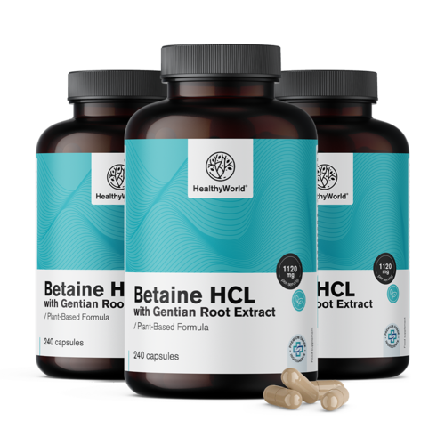 3x Betain HCL 1120 mg, dohromady 720 kapslí