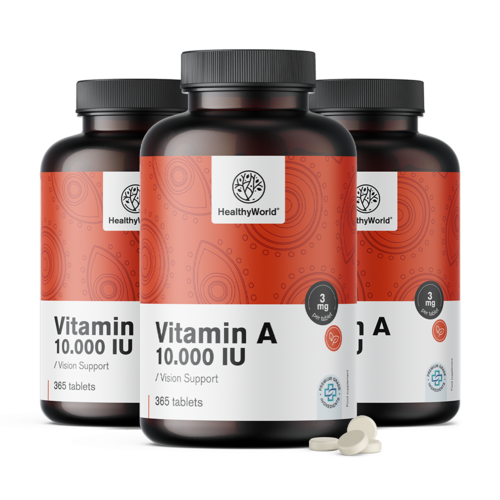 3x Vitamín A 10 000 m.j., dohromady 1095 tablet