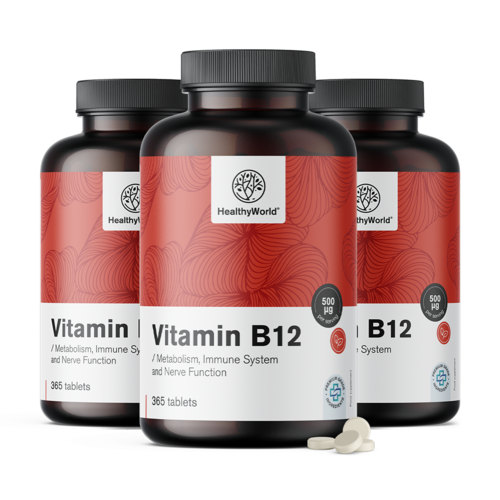 3x Vitamín B12 500 µg, dohromady 1095 tablet