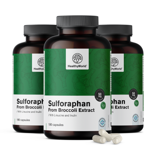 3x Sulforafan – z výtažku z brokolice 50 mg, dohromady 540 kapslí