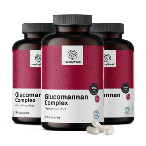 3x Glukomannan komplex 3000 mg, dohromady 540 kapslí