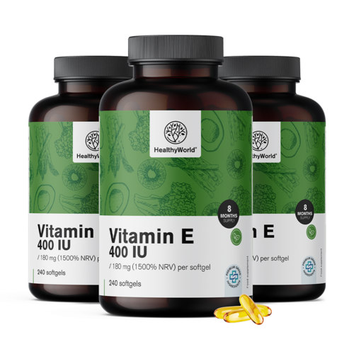 3x Vitamín E 400 m.j., dohromady 720 měkkých kapslí
