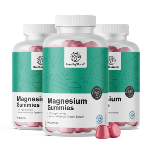3x Magnézium 165 mg, dohromady 270 gumových bonbonů