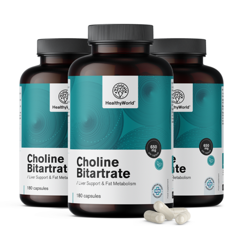 3x Cholin bitartrát 650 mg, dohromady 540 kapslí