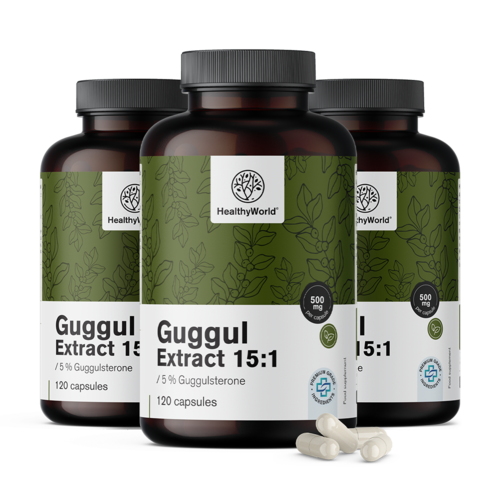 3x Guggul 500 mg - extrakt 15:1, dohromady 360 kapslí
