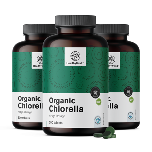 3x BIO Chlorella 500 mg, dohromady 1500 tablet