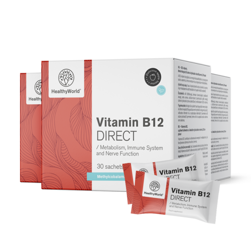 3x Vitamín B12 DIRECT, dohromady 90 sáčků