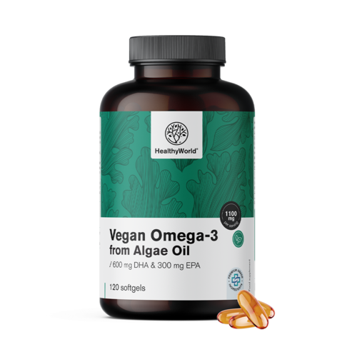 Veganská omega-3 1100 mg – z řas, 120 měkkých kapslí