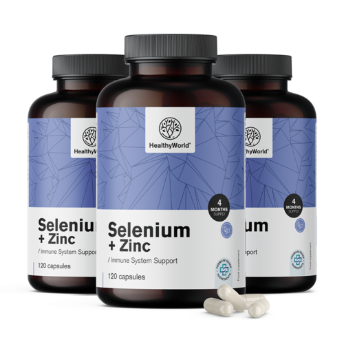 3x Selen + zinek, dohromady 360 kapslí