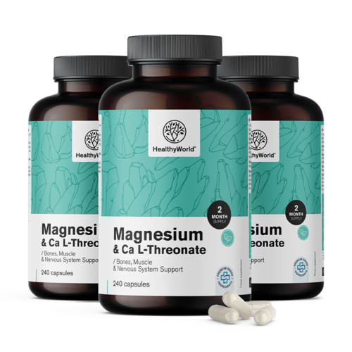 3x Magnézium + L-Threonát vápenatý, dohromady 720 kapslí