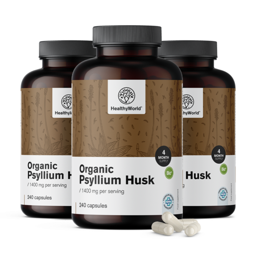 3x BIO Psyllium (jitrocel indický) 1400 mg, dohromady 720 kapslí