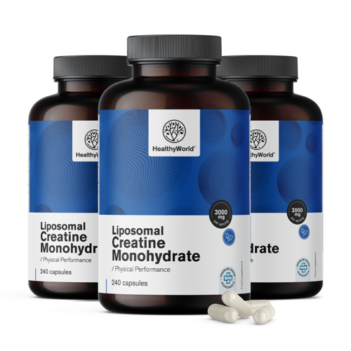 3x Lipozomální kreatin monohydrát 3000 mg, dohromady 720 kapslí