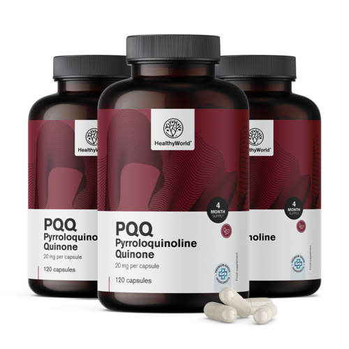 3x PQQ - Pyrrochinolin chinon 20 mg, dohromady 360 kapslí