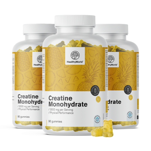 3x Kreatin monohydrát 3000 mg – ananas, dohromady 270 gumových bonbonů