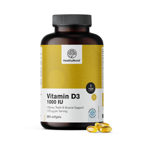 Vitamín D3 1000 m.j., 360 měkkých kapslí
