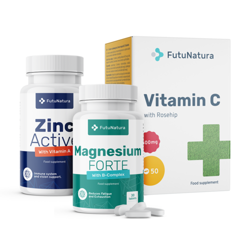 Imunitní systém: Vitamín C + Zinek + Magnézium, sada