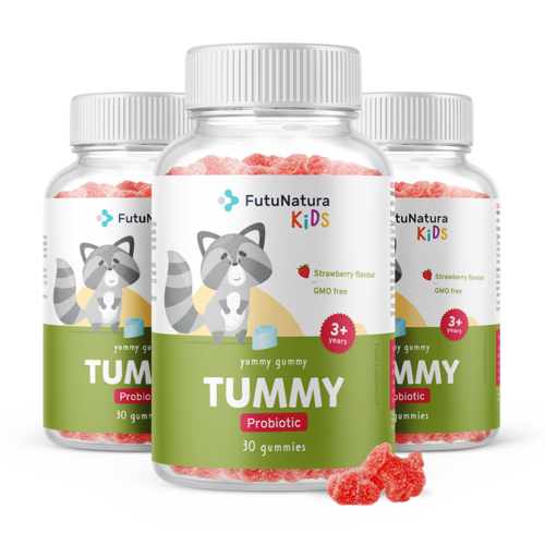 3x TUMMY - Gumové bonbony na podporu trávení pro děti, dohromady 90 gumových bonbonů