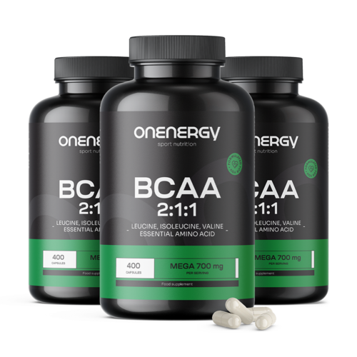 3x BCAA 2:1:1 Mega 700 mg, dohromady 1200 kapslí