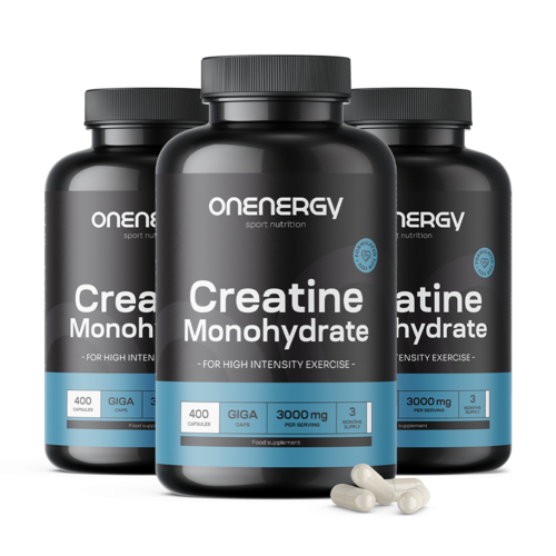 3x Kreatin monohydrát 3000 mg GIGA CAPS, dohromady 1200 kapslí