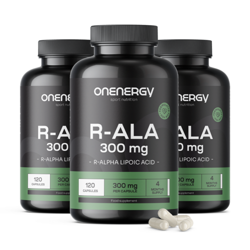 3x R-ALA – Kyselina R-alfa lipoová 300 mg, dohromady 360 kapslí