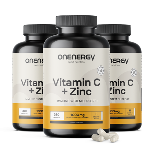 3x Vitamín C + zinek, dohromady 1080 kapslí