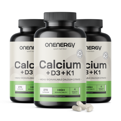 3x Vápník + vitamíny D3 a K1, dohromady 810 kapslí