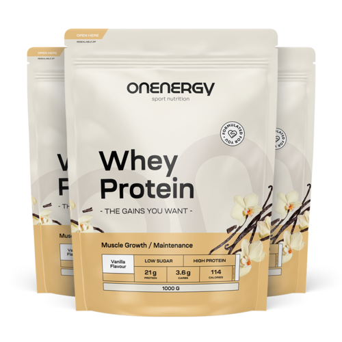 3x Whey syrovátkový protein – vanilka, dohromady 3000 g