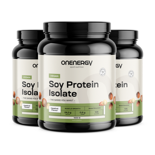 3x Veganský sójový proteinový izolát - lískový oříšek, dohromady 3000 g