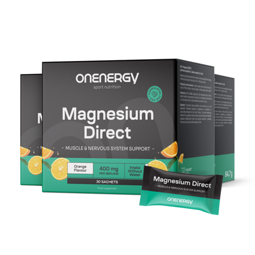 3x Magnézium DIRECT 400 mg, dohromady 90 sáčků