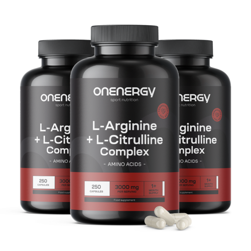 3x L-arginin + L-citrulin komplex 3000 mg, dohromady 750 kapslí