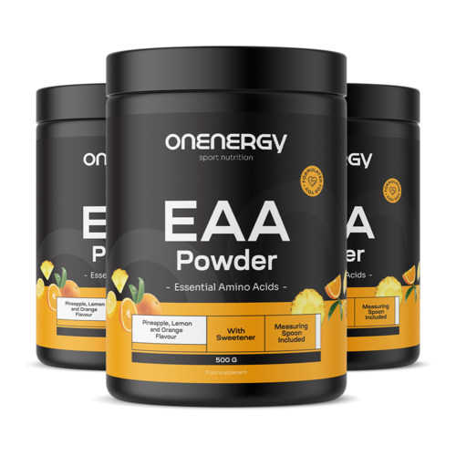 3x EAA v prášku - ananas, citron, pomeranč, dohromady 1500 g