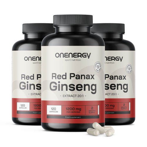 3x Red Panax Ginseng – výtažek červeného ženšenu 1200 mg, dohromady 360 kapslí