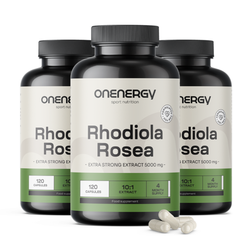 3x Rozchodnice růžová (Rhodiola) 5000 mg - výtažek, dohromady 360 kapslí