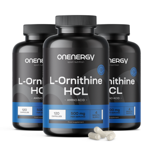 3x L-ornitin HCL 500 mg, dohromady 360 kapslí