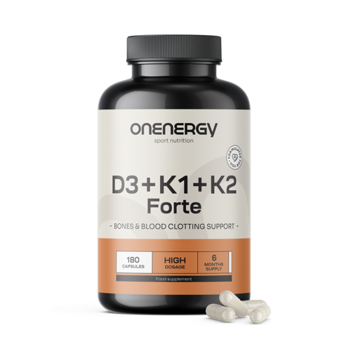 Vitamíny D3 + K1 + K2 FORTE, 180 kapslí