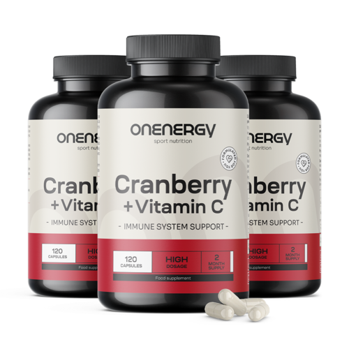 3x Výtažek brusinky s vitamínem C, dohromady 360 kapslí