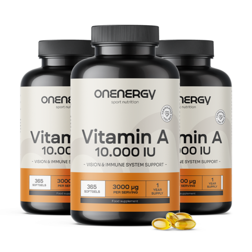 3x Vitamín A 10 000 m.j., dohromady 1095 měkkých kapslí