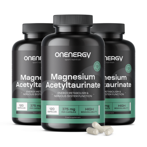 3x Magnézium acetyltaurinát, dohromady 360 kapslí
