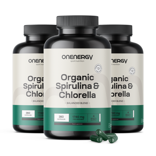 3x BIO Spirulina a chlorella, dohromady 1080 kapslí