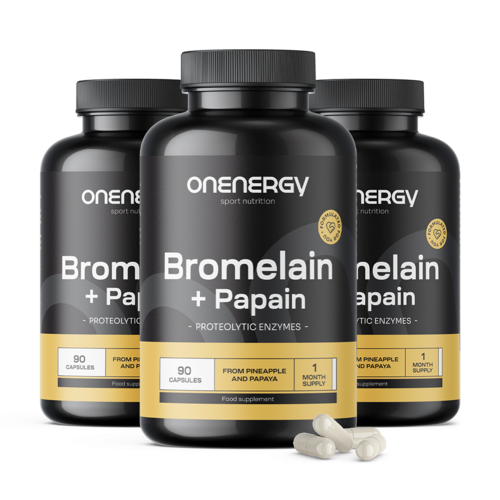 3x Bromelain + Papain, dohromady 270 kapslí