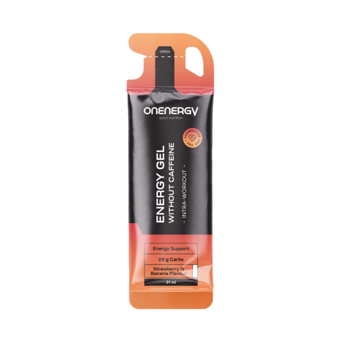 Energetický gel bez kofeinu – jahoda a banán, 31 ml