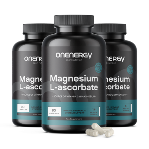 3x Magnézium l-askorbát, dohromady 270 kapslí