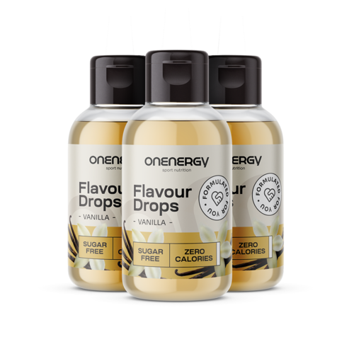 3x Flavour Drops kapky se sladidlem – vanilka, dohromady 150 ml