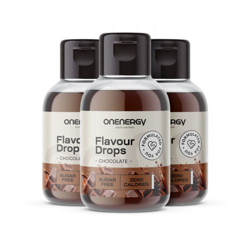 3x Flavour Drops kapky se sladidlem - čokoláda, dohromady 150 ml